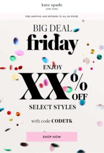 Kate Spade Black Friday email announcement